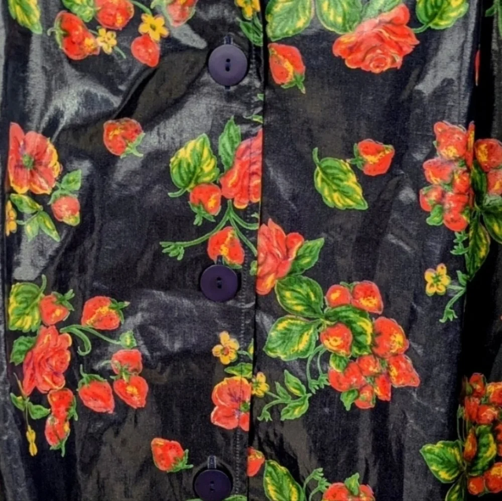 Vintage April Cornell Strawberry Raincoat XL - Picture 4 of 7